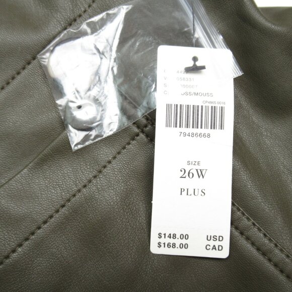 Anthropologie Maeve The Colette Cropped Wide-Leg Faux Leather Pants Moss 26W - Picture 11 of 11